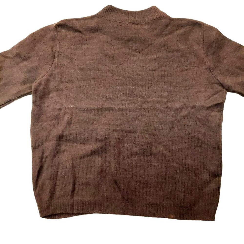Vintage 1940s Long Sleeve Dark Brown Crew Neck Knit Sweater w/ 2 Front Pockets - Picture 7 of 10